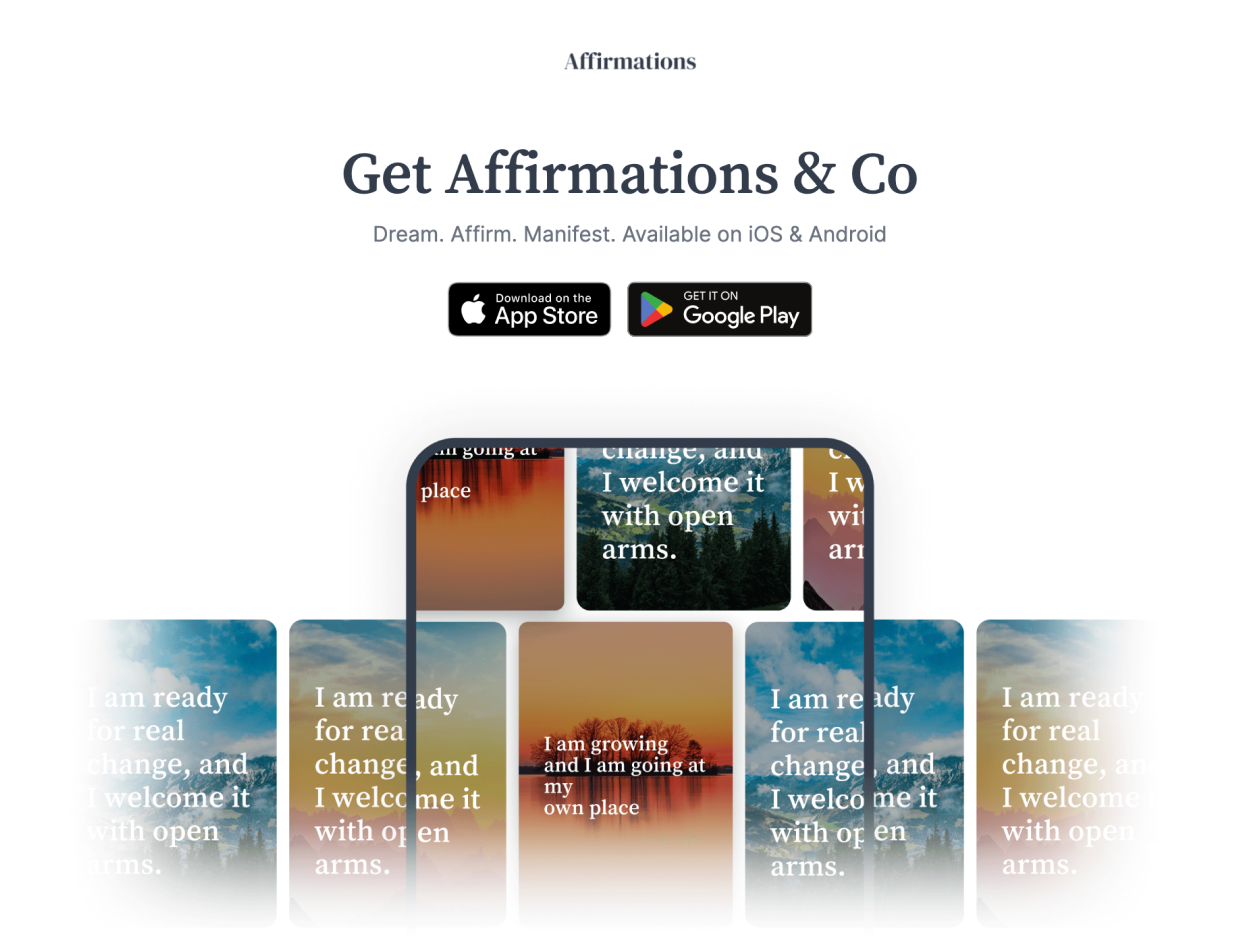 Affirmations.co mockup